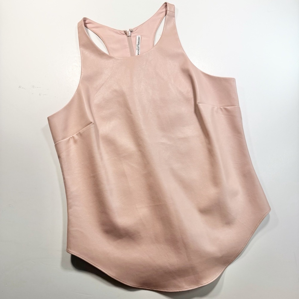 Amanda Uprichard Faux Leather Tank M Pale Pink Classic Minimalist
